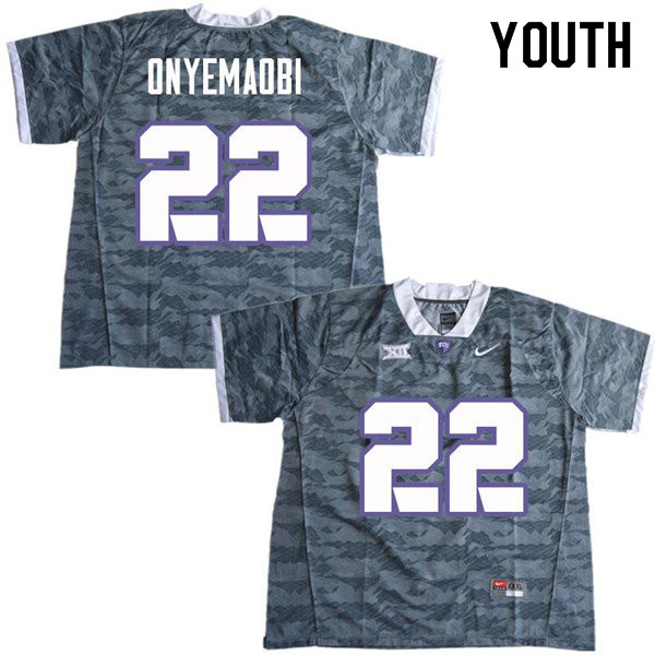 Youth #22 Michael Onyemaobi TCU Horned Frogs College Football Jerseys Sale-Gray